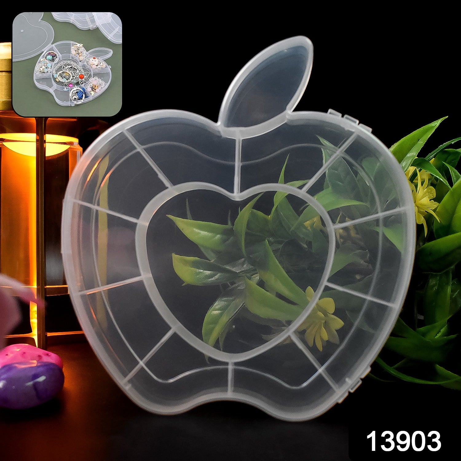 Plastic Apple Shape Jewellery Storage Box (1 Pc) Plastic Apple Shape Jewellery Storage Box (1 Pc)